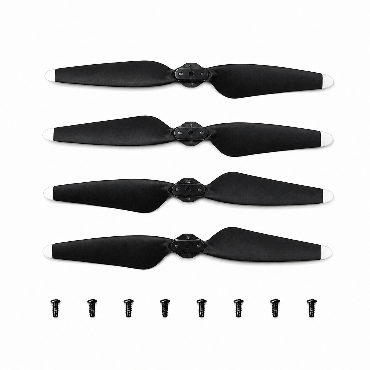 LIMITLESS 5 propeller blades with white tips, 1-Pack with 4 propellers and 8 mounting screws