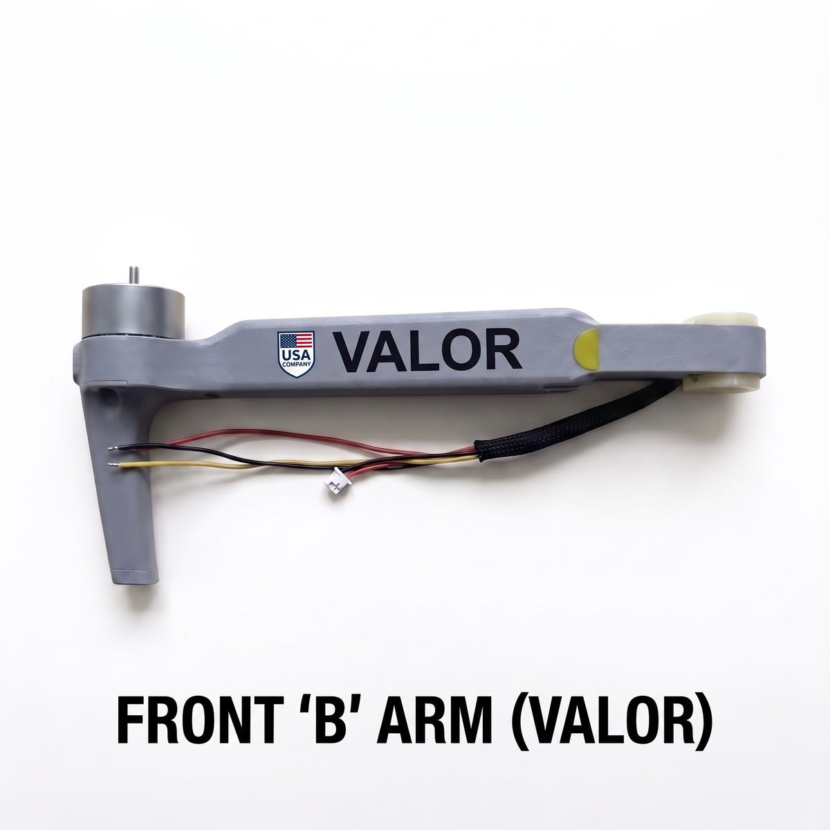 Valor Elite AI Front B replacement drone arm with VALOR branding and USA Company badge
