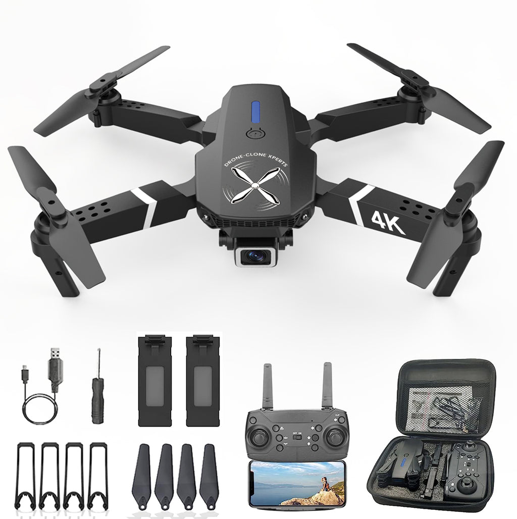 Drone-Clone Xperts Falcon 4K Drone Pro EXTREME Upgrade With 4K Camera Adults Beginners Kids, Foldable RC Quadcopter, Toys Gifts, FPV Video, Carry Case, One Key Start, Follow Mode, Includes 2 Batteries