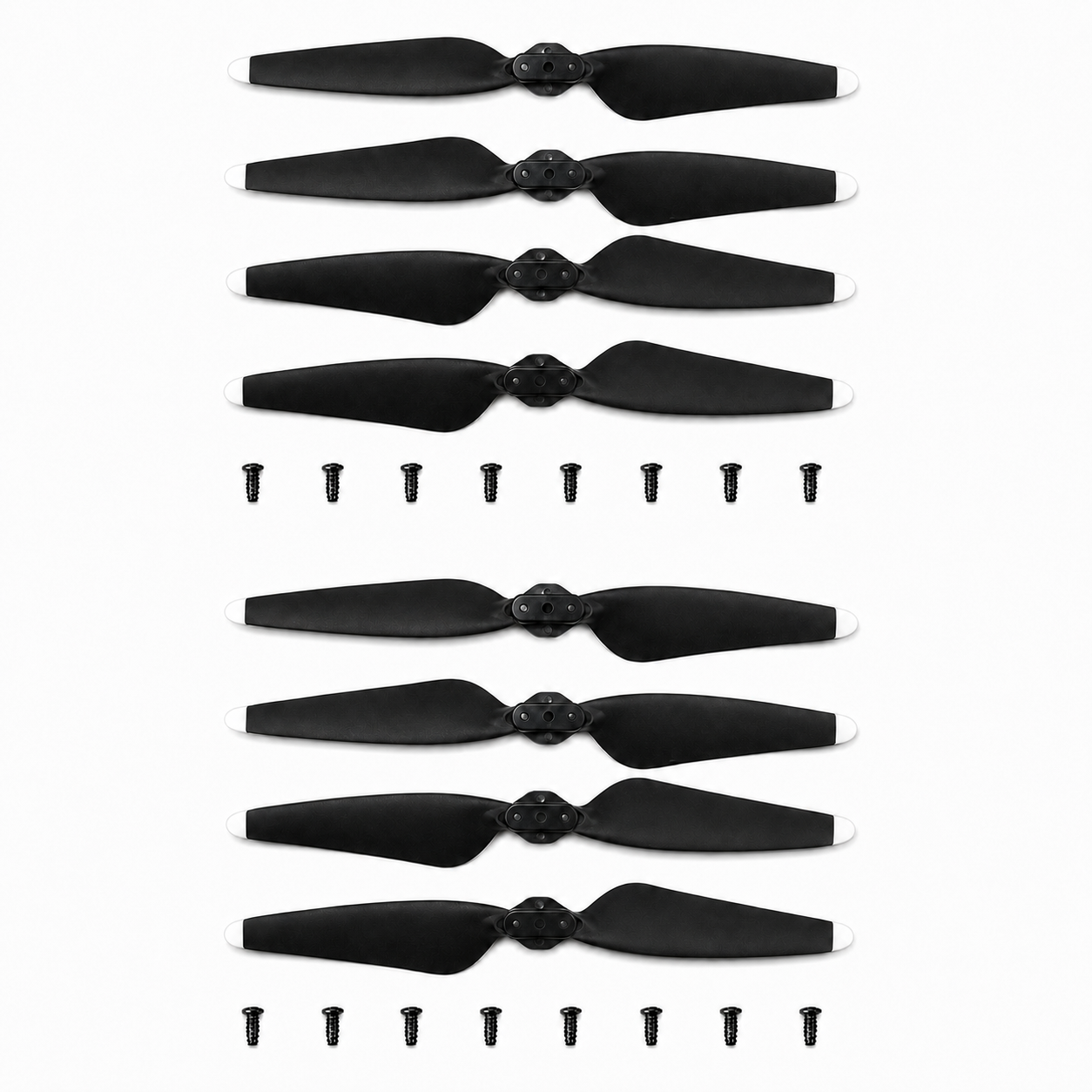 LIMITLESS 5 propeller blades with white tips, 2-Pack with 8 propellers and 16 mounting screws