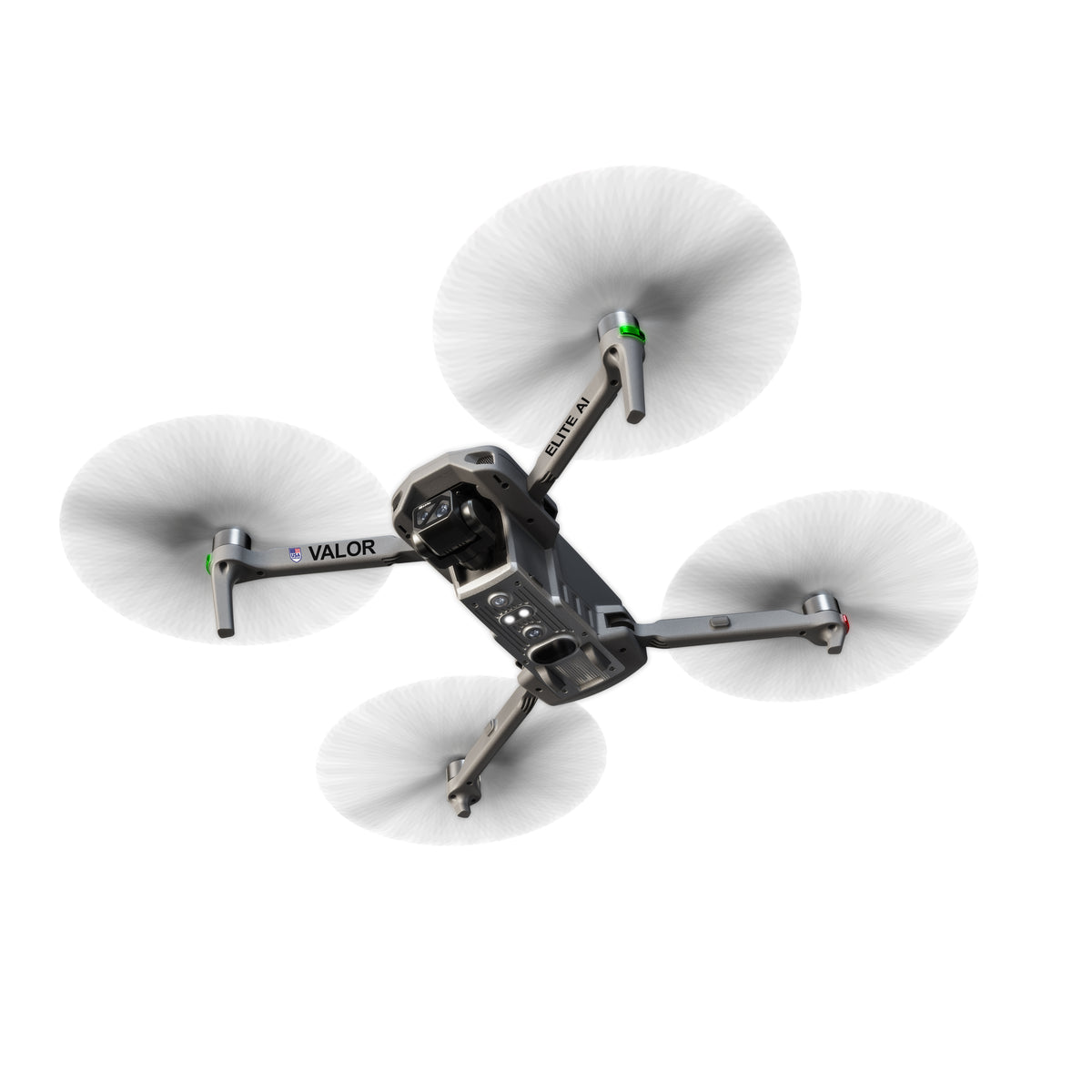 Underside view of the Valor Elite AI drone and sensing system