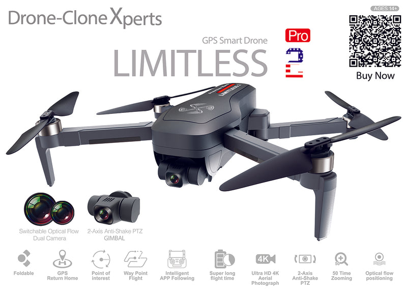 Playful scheme effective Drone X Pro LIMITLESS 2 GPS 4K UHD 5G WiFi Dual Camera FPV Live Video –  Drone-Clone Xperts