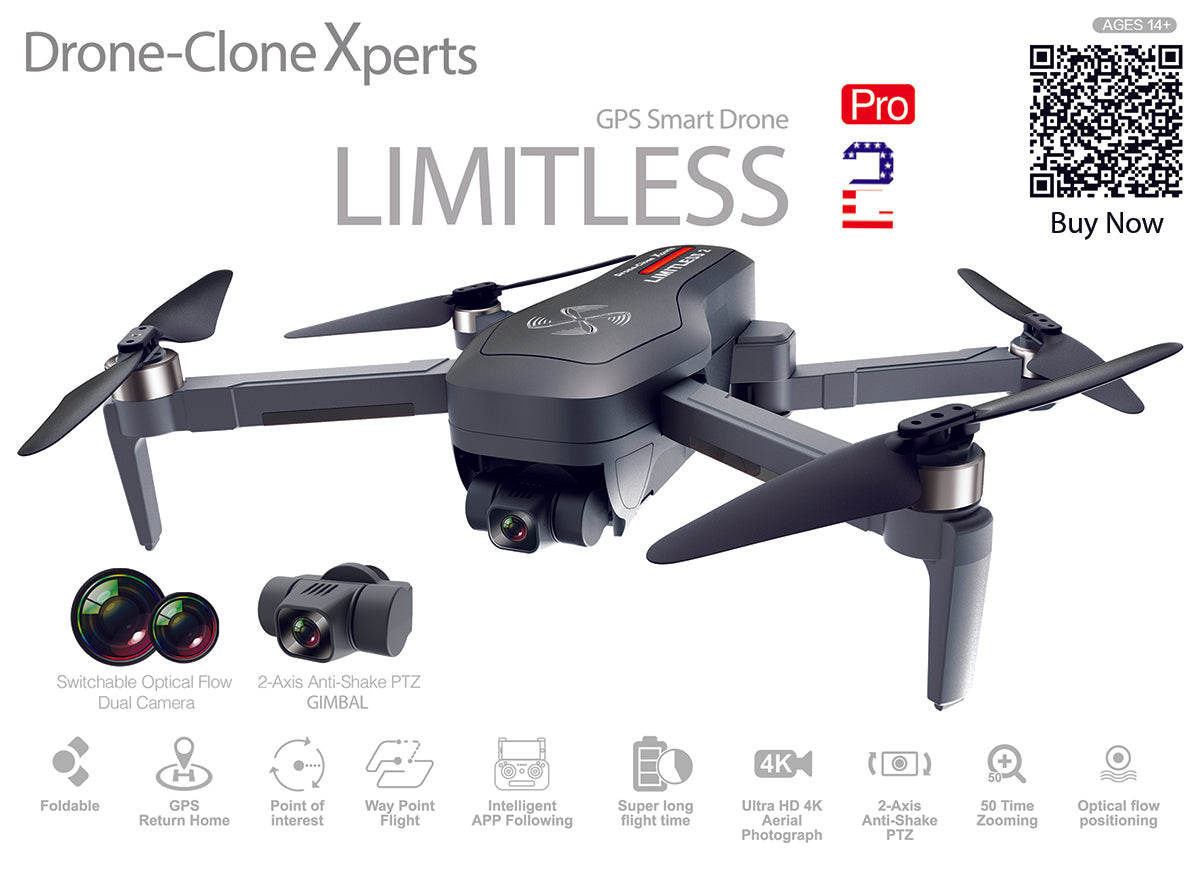 Drone X Pro LIMITLESS 2 Patriotic Special Edition w/ GPS 4K Camera WiFi FPV Live Video Follow Me RTH - Drone-Clone Xperts