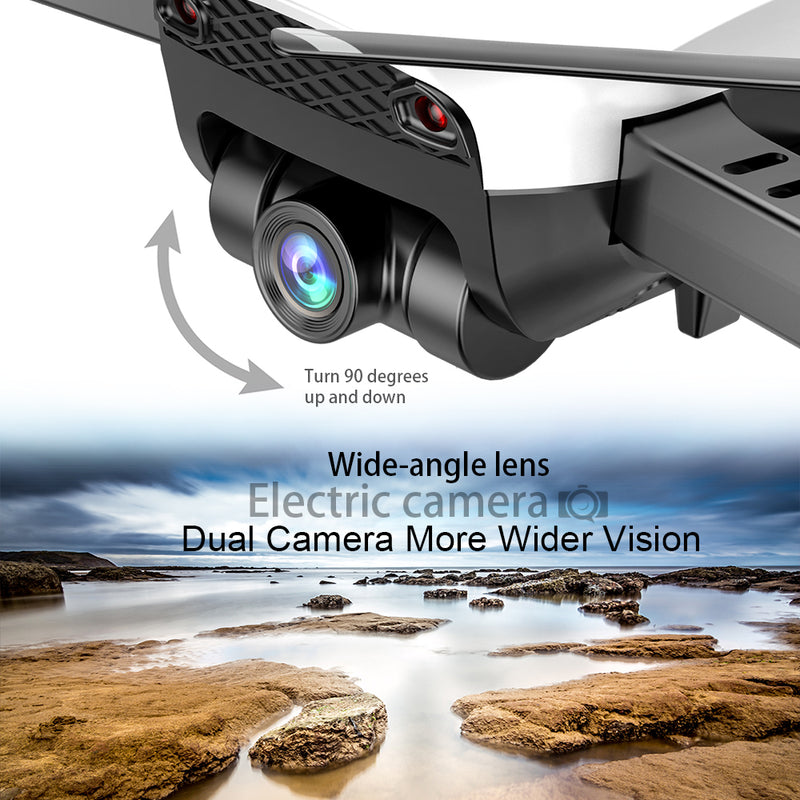QuadAIR 4K Drone Pro UHD Dual Camera WIFI FPV 20min Flight Follow Me Gesture Control (2 Batteries)